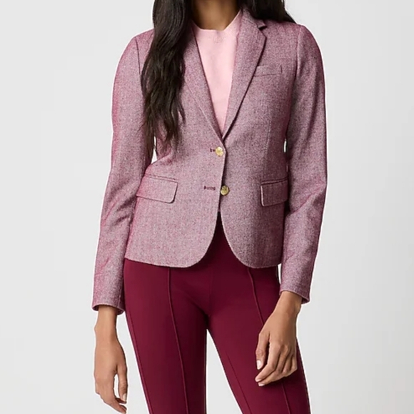 NWT J.Crew Herringbone Wool Blend Schoolboy Blazer Burgundy Sz 10 *Sold Out* - Picture 5 of 13